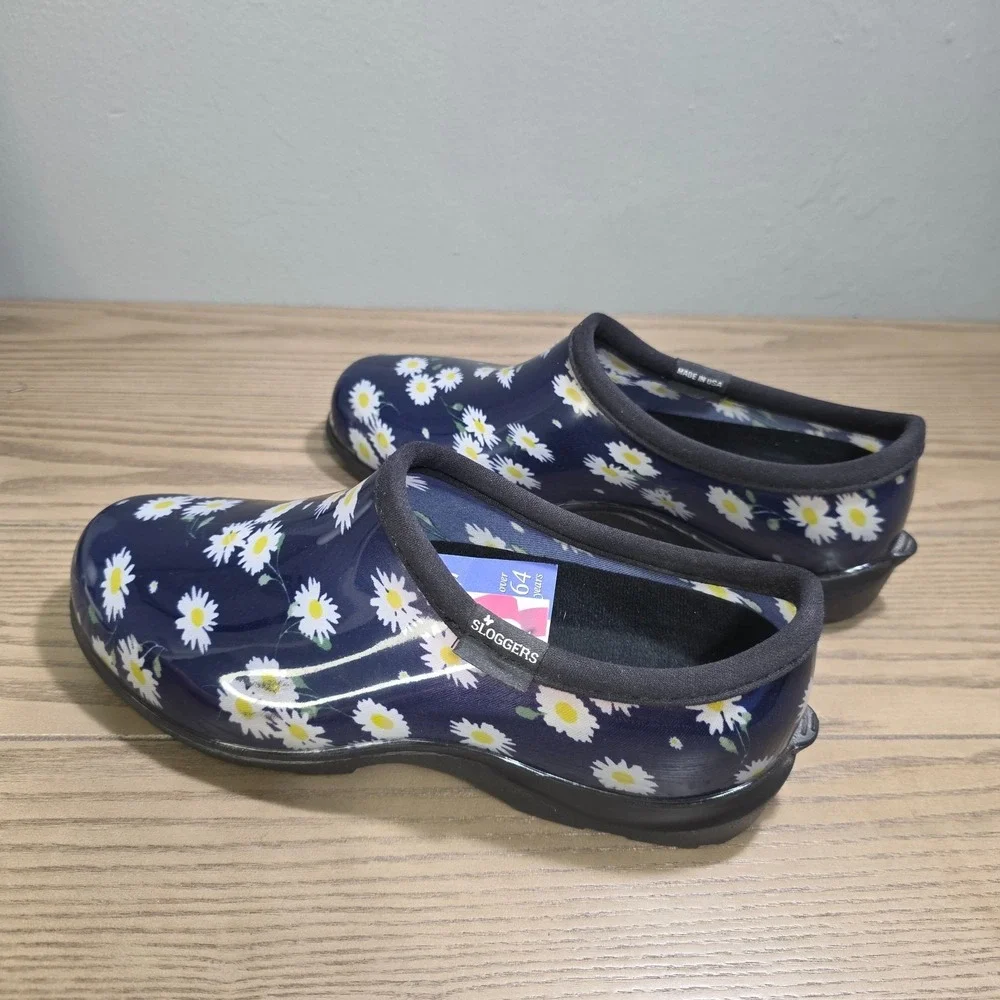 Sloggers Blue Flowers Waterproof Rain Shoe/Boot‎ Women's Size 10 USA